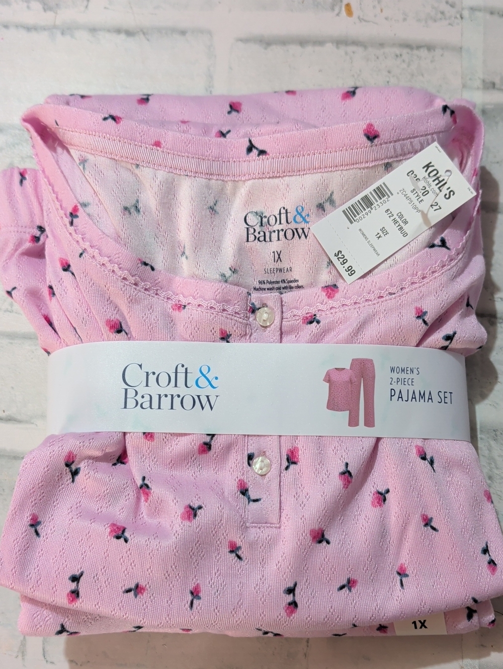 Croft & Barrow Pink Floral 2-Piece Pajama Set